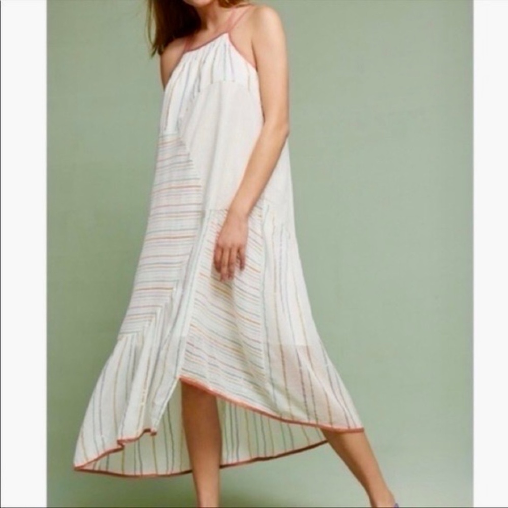 Anthropologie Akemi + Kin Sleeveless Asymmetrical Lined Cotton Maxi Dress Sz XS